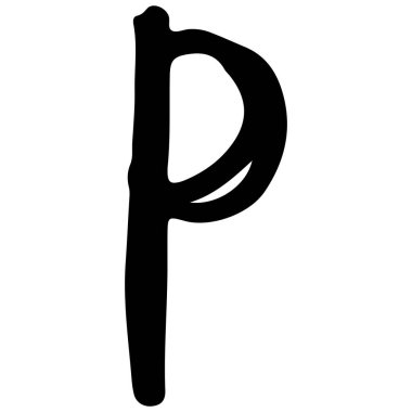 Beyaz arkaplandaki İngiliz alfabesi p 4 şirin, vektör illüstrasyonu.