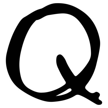 Beyaz arkaplan, vektör illüstrasyonunda İngilizce alfabe Q 3 şirin.