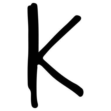 Beyaz arkaplanda K-3 alfabesi şirin, vektör illüstrasyonu.