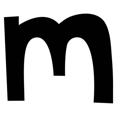 Beyaz arkaplanda İngilizce alfabe m 2 şirin, vektör illüstrasyonu