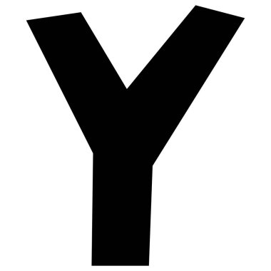 Beyaz arkaplanda Y 1 sevimli İngilizce alfabesi, vektör illüstrasyonu.