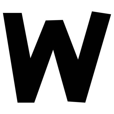 Beyaz arkaplanda W 1 alfabesi şirin, vektör illüstrasyonu.