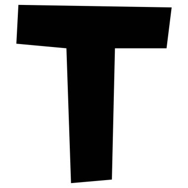 Beyaz arkaplan üzerindeki İngiliz alfabesi T 1 şirin, vektör illüstrasyonu.