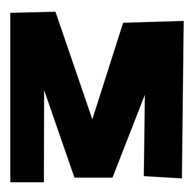 İngiliz alfabesi M-1 beyaz arkaplan üzerinde şirin, vektör illüstrasyonu.