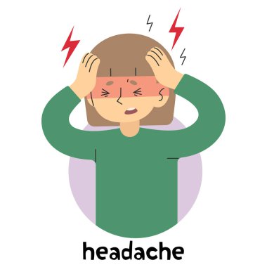 Başağrısı 7 beyaz arka planda sevimli, vektör illüstrasyonu.