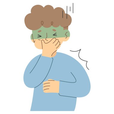 Beyaz arkaplandaki mide bulandırıcı 2 şirin, vektör illüstrasyonu.