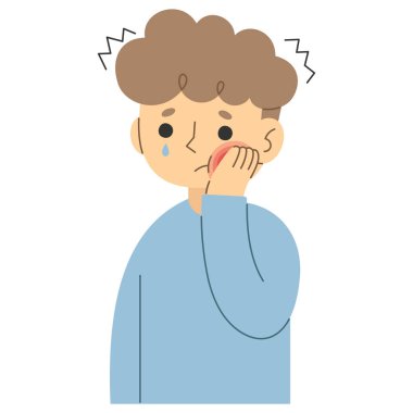 Beyaz arkaplanda 2 sevimli diş ağrısı, vektör illüstrasyonu.