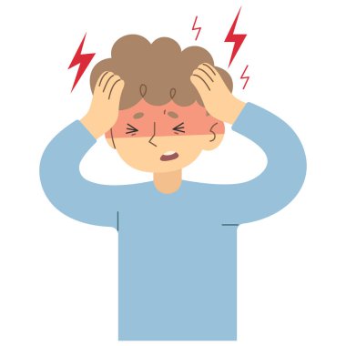 Beyaz arkaplanda 2 sevimli baş ağrısı, vektör illüstrasyonu.