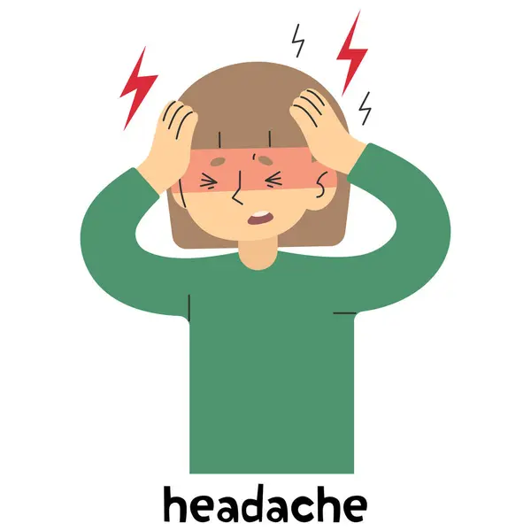 Ból Głowy Cute Białym Tle Wektor Ilustracji — Wektor stockowy