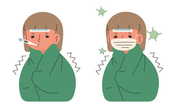 Ailments 6 cute on a white background, vector illustration.