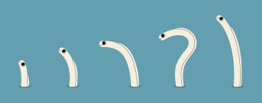 Sharp nose garden eel cute on a blue background, vector illustration. clipart