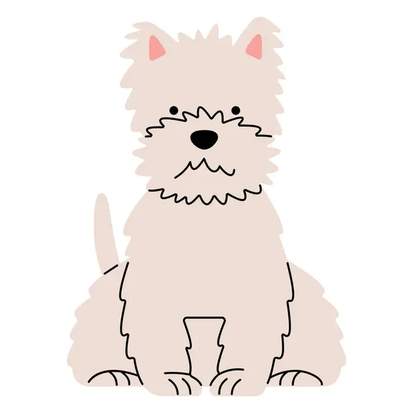 West Highland White Terrier Drăguț Fundal Alb Ilustrație Vectorială — Vector de stoc