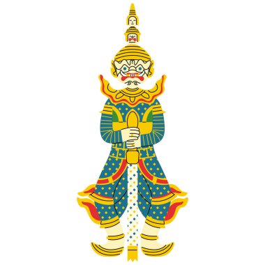 Tayland devi 3 beyaz arka planda sevimli, vektör illüstrasyonu.