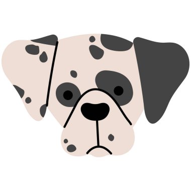 Beyaz arka planda sevimli Dalmaçyalı kafası, vektör illüstrasyonu.