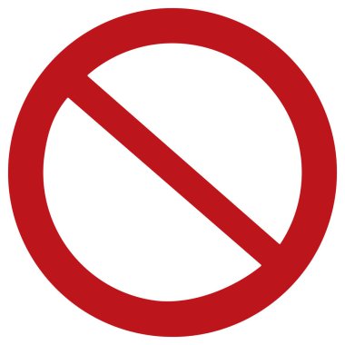 Güvenlik ve Uyarı için Beyaz Arkaplanda Kırmızı Yasaklama İşareti