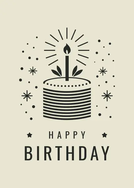 Gri arkaplanda minimal siyah doğum günü kartı