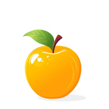 Beyaz arkaplanda yaprak ile izole edilmiş sarı elma taşıyıcısı