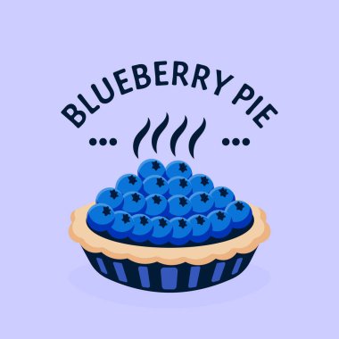 Yaban mersinli turta logosu düz tasarım