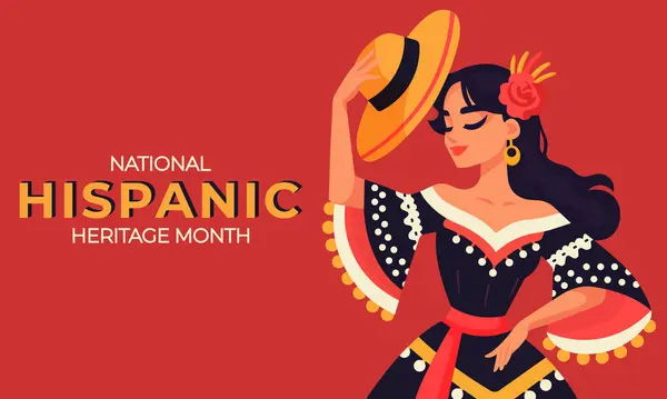 Dans eden kadınla Ulusal İspanyol Mirası Ayı illüstrasyonu