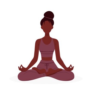 Yogadaki yüzü olmayan kız beyaz arka planda yalnız poz veriyor.