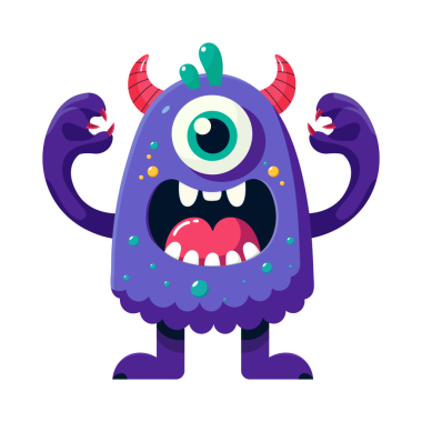 Saydam arkaplanda izole edilmiş çizgi film canavarı düz çizim