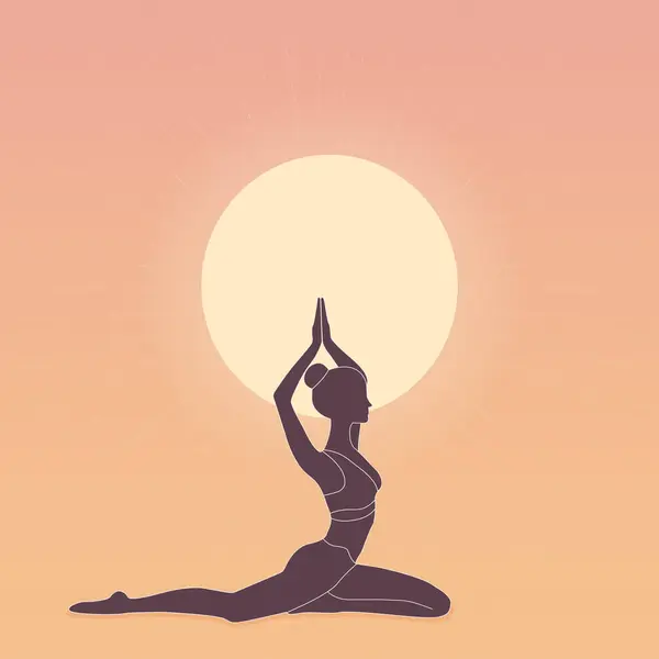 Yoga pozisyonundaki kız düz çizim