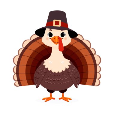 Beyaz arka planda izole edilmiş hacı şapkalı şirin hindimiz.