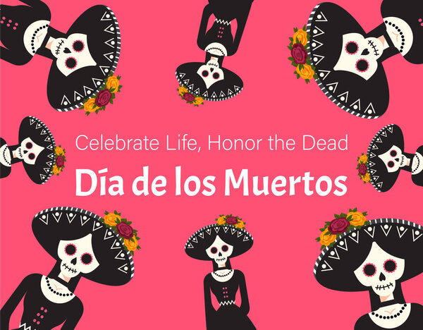Day of the dead pink wallpaper