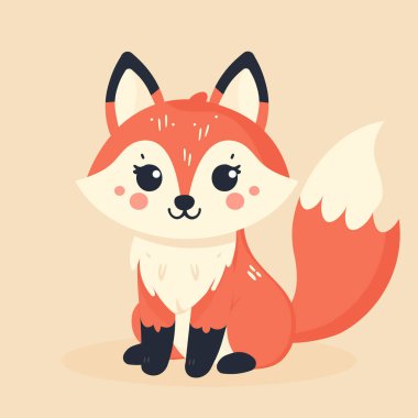 Şirin tilki düz vektör illüstrasyonu