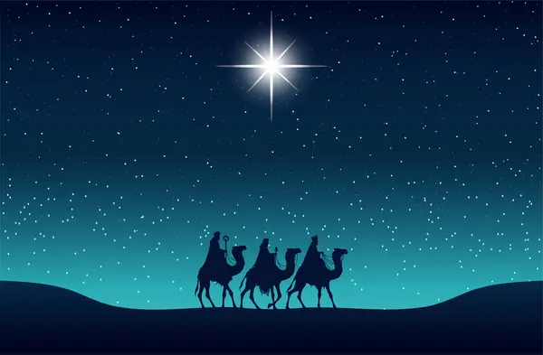 Üç bilge adam silueti. Mutlu aydınlanma günü vektör illüstrasyonu.