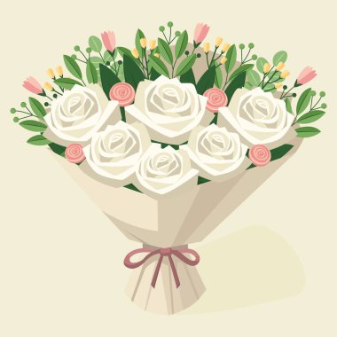 Beyaz arka planda izole güller olan çiçek buketi