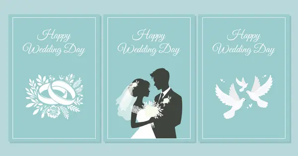 Mutlu düğün günleri minimalist poster düz vektör çizimi