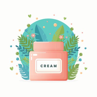 Beyaz arkaplanda izole edilmiş cilt resmi için kozmetik krem kavanozu