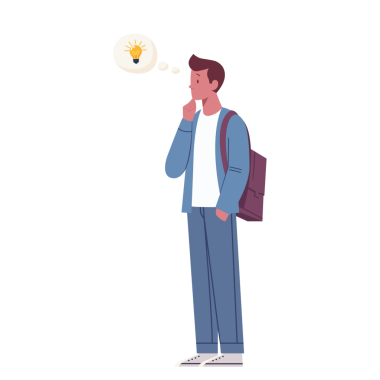 Fikri şeffaf arka planda olan genç bir adam.