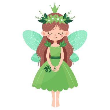 Küçük ahşap perisi beyaz arka planda izole edilmiş.