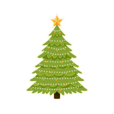 Şeffaf arkaplan çizimine izole edilmiş noel ağacı etiketi