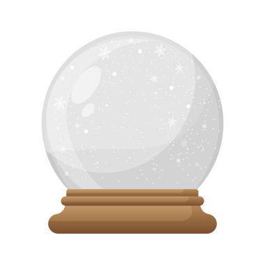 Boş kar küresi, şeffaf arkaplan düz çiziminde izole bir duruşta