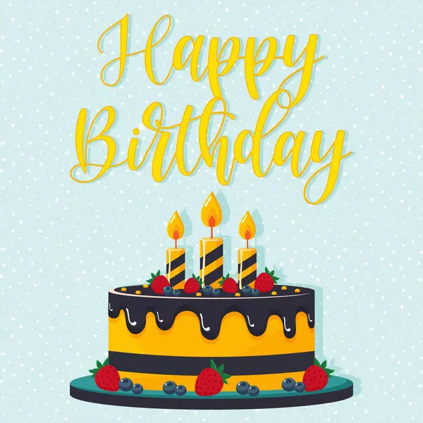 Doğum günü pastası ve mumlarla dolu doğum günü kartı.