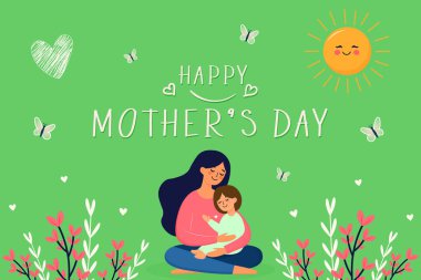 Mutlu anneler günü düz vektör çizimi