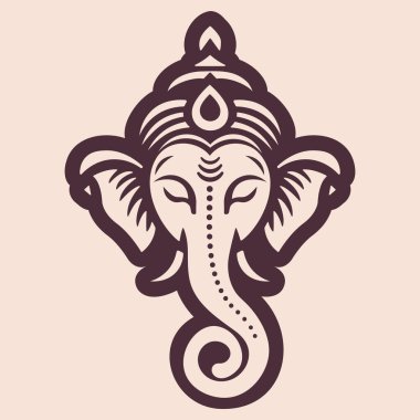 Lord Ganesha baş logo düz vektör çizimi