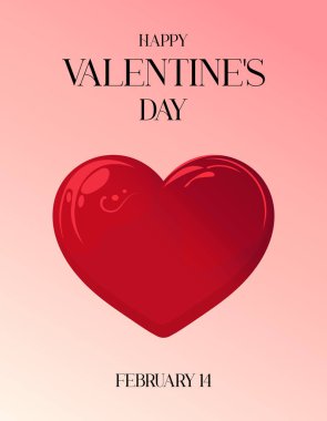 Mutlu sevgililer günü düz minimalist poster tasarımı illüstrasyonu