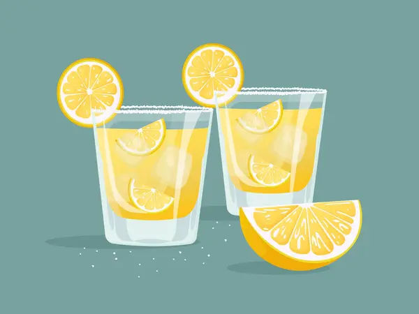 İki kadeh buzlu ve limonlu tekila.