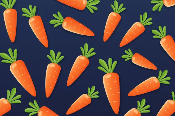 Koyu mavi zemin üzerinde havuç duvar kağıdının düz vektör çizimi