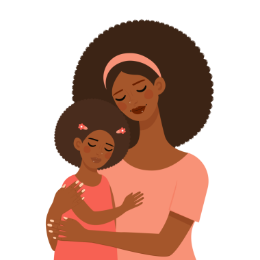 Anne ve kız düz vektör çizimi şeffaf arkaplanda izole edildi