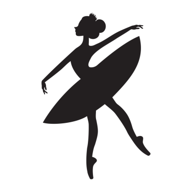 Silüet düz vektör illüstrasyonlu balerin şeffaf arkaplanda izole edildi