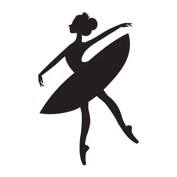 Beyaz arka planda izole edilmiş silüet düz vektör illüstrasyonlu balerin