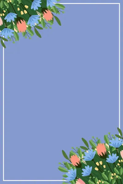 Çiçekli düz vektör illüstrasyonlu bir davet veya tebrik kartı.