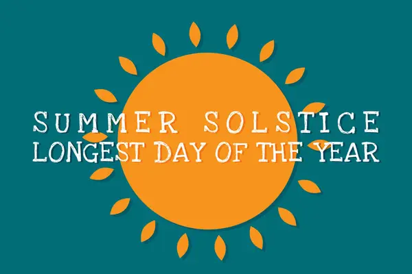 Yaz Gündönümü Posteri Düz Vektör İllüstrasyonu.