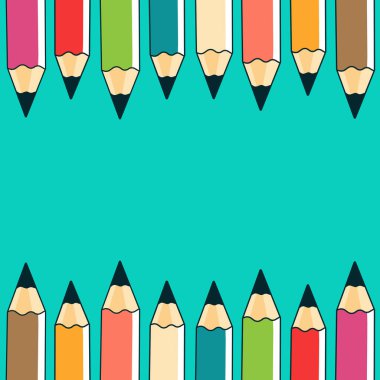 renkli kalemler düz vektör çizimi.