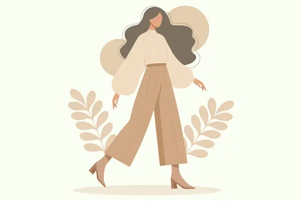 Pastel renkli yüzü olmayan kız düz vektör çizimi.